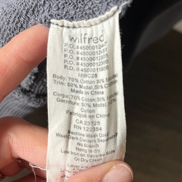 Aritzia (Wilfred) sweatshirt/cardigan, charcoal grey, size xs - Picture 3 of 4